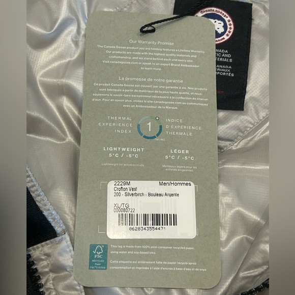 Canada Goose Crofton Vest | Silver/Grey | XL - Picture 5 of 6